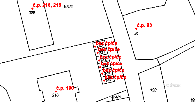 Krušovice 44404255 na parcele st. 231 v KÚ Krušovice, Katastrální mapa