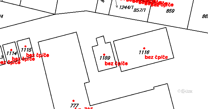 Libochovice 47633255 na parcele st. 1189 v KÚ Libochovice, Katastrální mapa