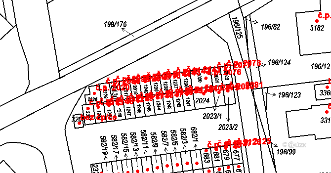 Sezimovo Ústí 2143 na parcele st. 1238 v KÚ Sezimovo Ústí, Katastrální mapa