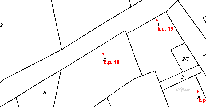 Řeteč 15, Mirovice na parcele st. 2 v KÚ Ohař, Katastrální mapa