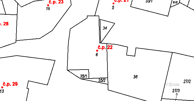 Bojenice 22, Bernartice na parcele st. 6 v KÚ Bojenice, Katastrální mapa
