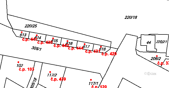 Neratovice 431 na parcele st. 617 v KÚ Neratovice, Katastrální mapa