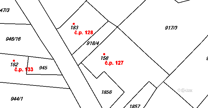 Žinkovy 127 na parcele st. 158 v KÚ Žinkovy, Katastrální mapa