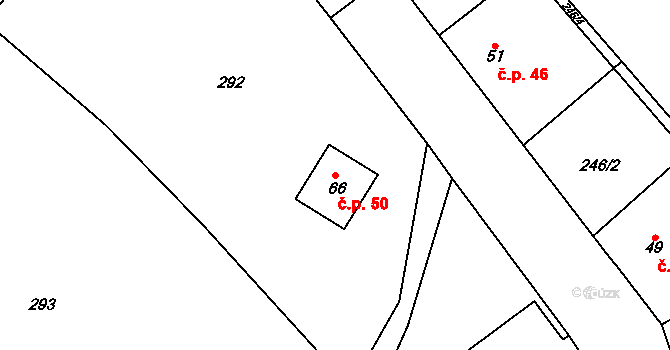 Libunec 50, Libuň na parcele st. 66 v KÚ Libunec, Katastrální mapa