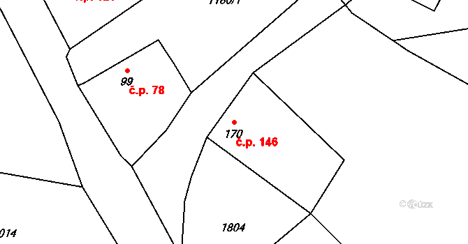 Holedeč 146 na parcele st. 170 v KÚ Holedeč, Katastrální mapa