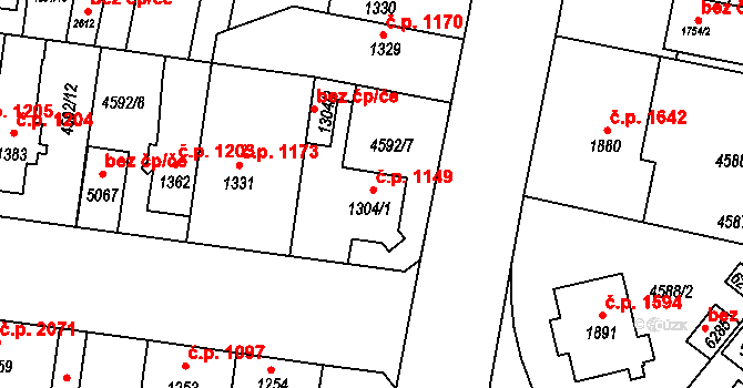 Žatec 1149 na parcele st. 1304/1 v KÚ Žatec, Katastrální mapa