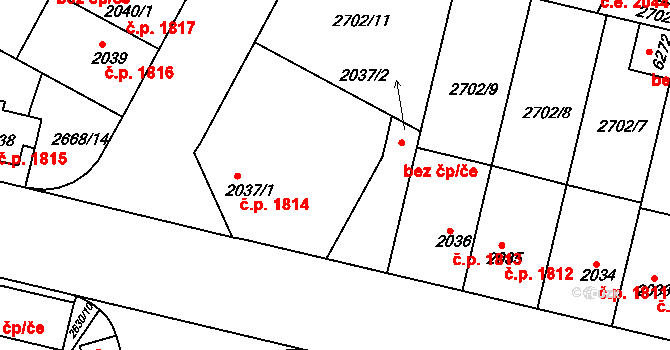 Žatec 1814 na parcele st. 2037/1 v KÚ Žatec, Katastrální mapa