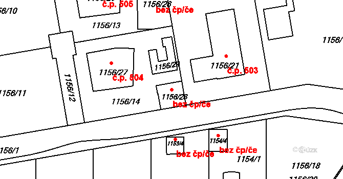 Ladná 95684255 na parcele st. 1156/28 v KÚ Ladná, Katastrální mapa