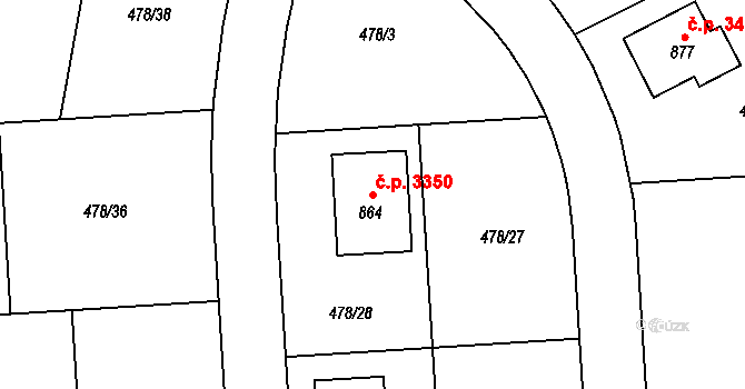 Šumperk 3350 na parcele st. 864 v KÚ Dolní Temenice, Katastrální mapa