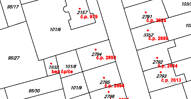 Kroměříž 2693 na parcele st. 2794 v KÚ Kroměříž, Katastrální mapa