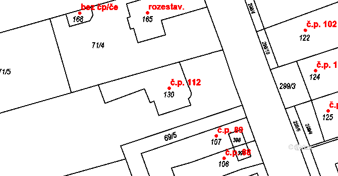 Štětovice 112, Vrbátky na parcele st. 130 v KÚ Štětovice, Katastrální mapa