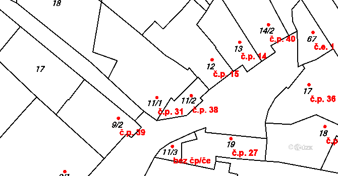 Věžky 31 na parcele st. 11/1 v KÚ Věžky u Přerova, Katastrální mapa