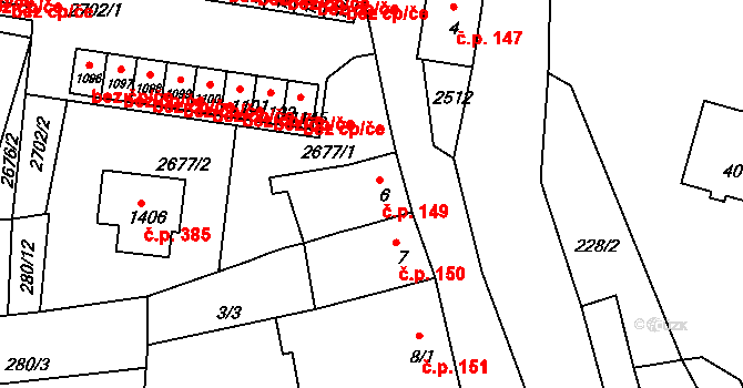 Hroznětín 149 na parcele st. 6 v KÚ Hroznětín, Katastrální mapa