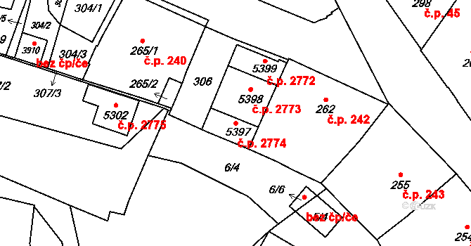 Šumperk 2774 na parcele st. 5397 v KÚ Šumperk, Katastrální mapa