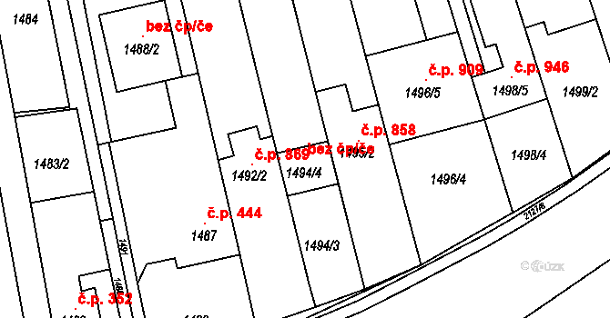 Brno 147138256 na parcele st. 1494/4 v KÚ Chrlice, Katastrální mapa