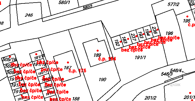 Bystrovany 164 na parcele st. 189 v KÚ Bystrovany, Katastrální mapa