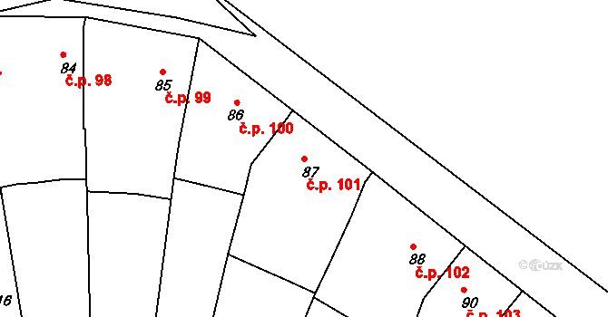 Hrdly 101, Bohušovice nad Ohří na parcele st. 87 v KÚ Hrdly, Katastrální mapa