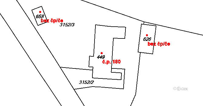 Dolní Sloupnice 180, Sloupnice na parcele st. 449 v KÚ Dolní Sloupnice, Katastrální mapa
