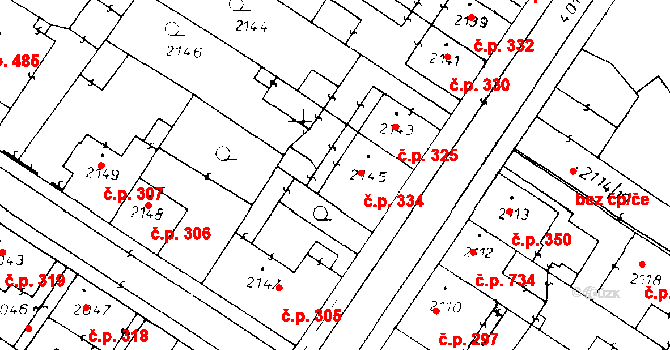 Poděbrady III 334, Poděbrady na parcele st. 2145 v KÚ Poděbrady, Katastrální mapa