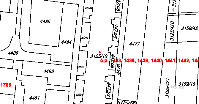 Řečkovice 1438,1439,1440,1441,, Brno na parcele st. 3125/10 v KÚ Řečkovice, Katastrální mapa
