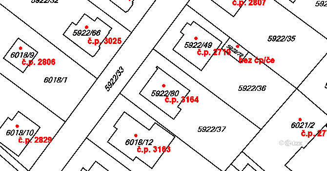 Frýdek 3164, Frýdek-Místek na parcele st. 5922/80 v KÚ Frýdek, Katastrální mapa