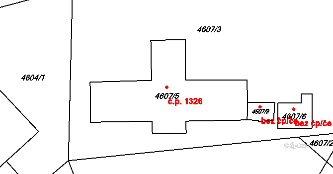 Místek 1326, Frýdek-Místek na parcele st. 4607/5 v KÚ Místek, Katastrální mapa