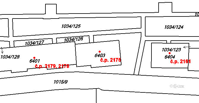 Cheb 2175 na parcele st. 6403 v KÚ Cheb, Katastrální mapa