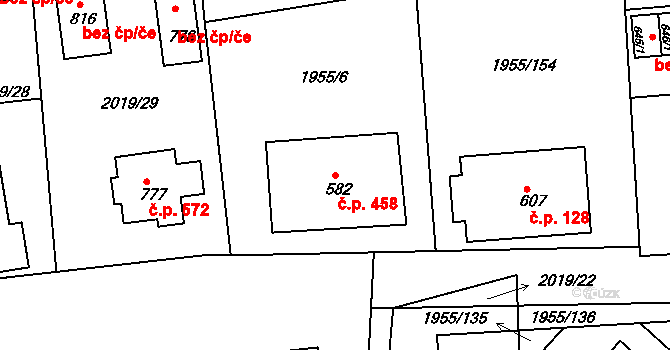 Černilov 458 na parcele st. 582 v KÚ Černilov, Katastrální mapa