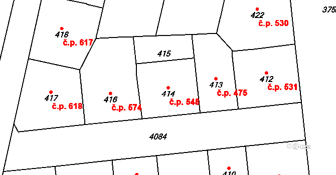 Vinohrady 548, Praha na parcele st. 414 v KÚ Vinohrady, Katastrální mapa