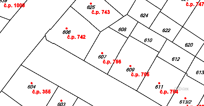 Vršovice 756, Praha na parcele st. 607 v KÚ Vršovice, Katastrální mapa