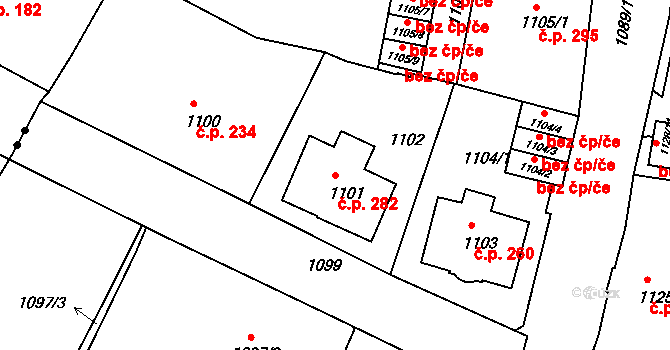 Liberec VI-Rochlice 282, Liberec na parcele st. 1101 v KÚ Rochlice u Liberce, Katastrální mapa