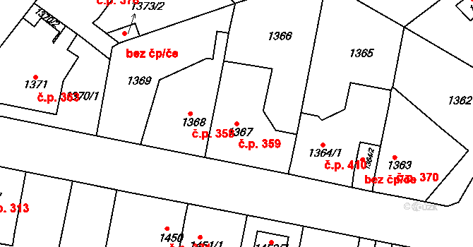 Teplické Předměstí 359, Bílina na parcele st. 1367 v KÚ Bílina, Katastrální mapa