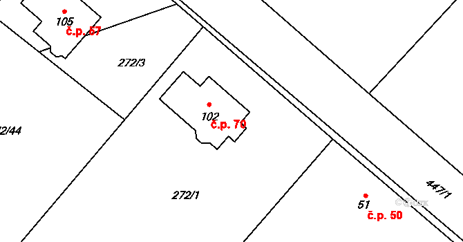 Kovač 70 na parcele st. 102 v KÚ Kovač, Katastrální mapa