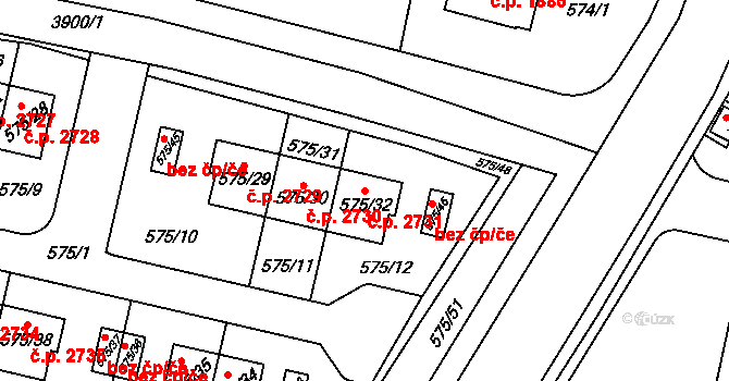 Horní Počernice 2731, Praha na parcele st. 575/32 v KÚ Horní Počernice, Katastrální mapa