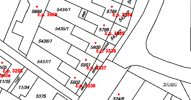 Břeclav 3336 na parcele st. 5800 v KÚ Břeclav, Katastrální mapa