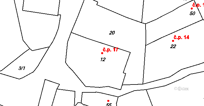 Malovice 17, Miličín na parcele st. 12 v KÚ Malovice u Miličína, Katastrální mapa