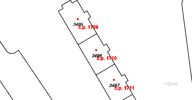 Poruba 1710, Ostrava na parcele st. 3496 v KÚ Poruba-sever, Katastrální mapa