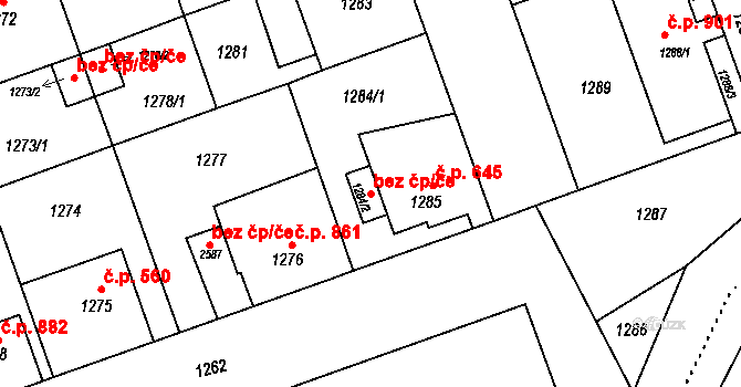 Bohumín 38222256 na parcele st. 1284/2 v KÚ Nový Bohumín, Katastrální mapa