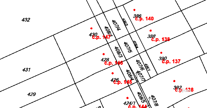 Pohořelice 146 na parcele st. 428 v KÚ Pohořelice u Napajedel, Katastrální mapa