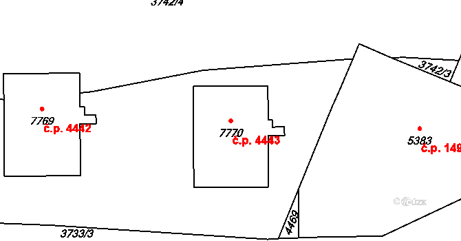 Zlín 4443 na parcele st. 7770 v KÚ Zlín, Katastrální mapa