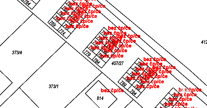 Luže 43307256 na parcele st. 783 v KÚ Luže, Katastrální mapa