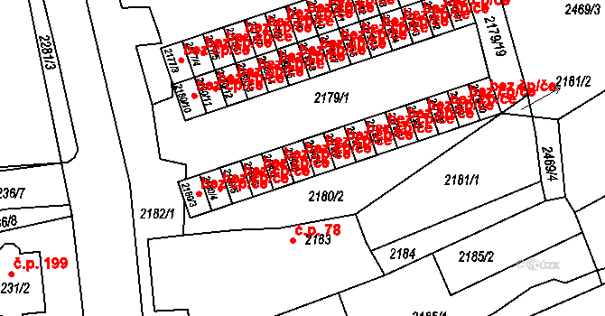 Černovice 45037256 na parcele st. 2180/8 v KÚ Černovice u Chomutova, Katastrální mapa