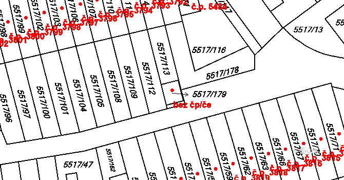 Jihlava 45211256 na parcele st. 5517/179 v KÚ Jihlava, Katastrální mapa