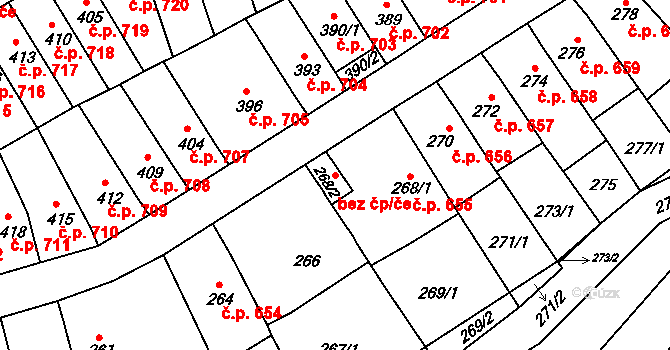 Brno 45593256 na parcele st. 268/2 v KÚ Slatina, Katastrální mapa