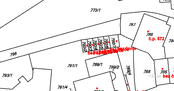 Jemnice 46542256 na parcele st. 790/2 v KÚ Jemnice, Katastrální mapa