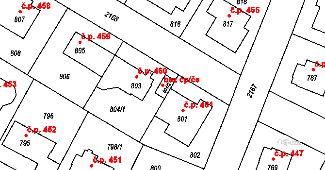 Praha 46837256 na parcele st. 804/2 v KÚ Ruzyně, Katastrální mapa