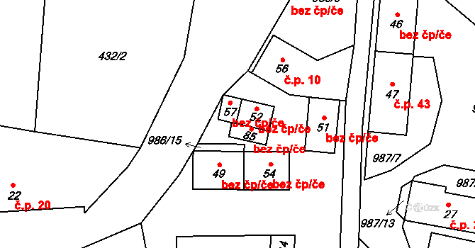 Mohelnice 47132256 na parcele st. 57 v KÚ Mohelnice u Nepomuka, Katastrální mapa