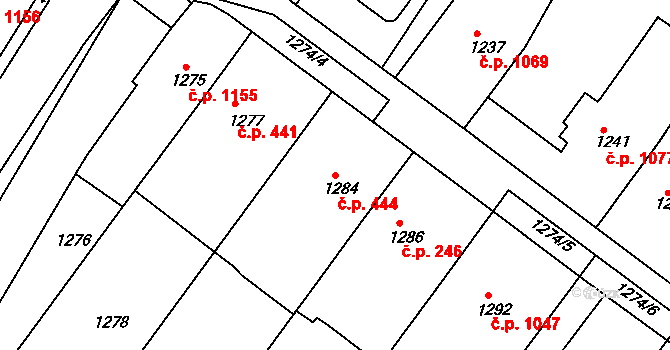 Hluk 444 na parcele st. 1284 v KÚ Hluk, Katastrální mapa