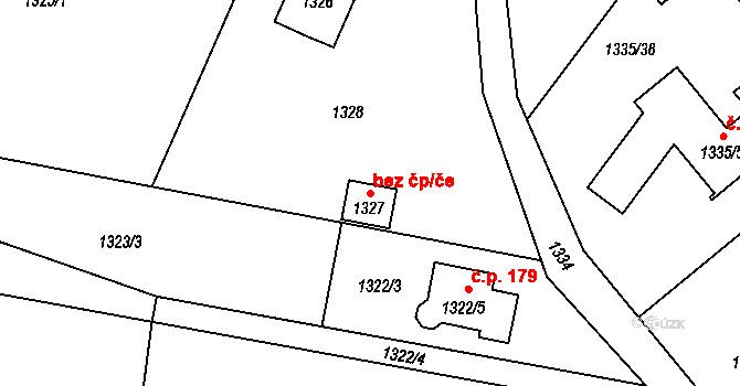 Blansko 48191256 na parcele st. 1327 v KÚ Těchov, Katastrální mapa