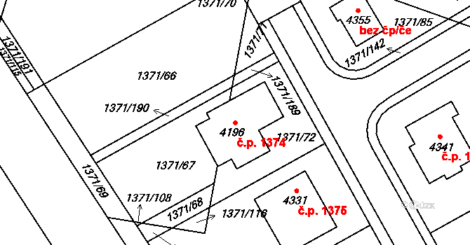 Strakonice I 1374, Strakonice na parcele st. 4196 v KÚ Strakonice, Katastrální mapa